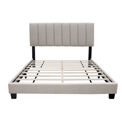 Queen Size Adjustable Headboard Upholstered Bed Frame The Combination Of Modern And Vintage Makes The Whole Visual Effect More Exquisite