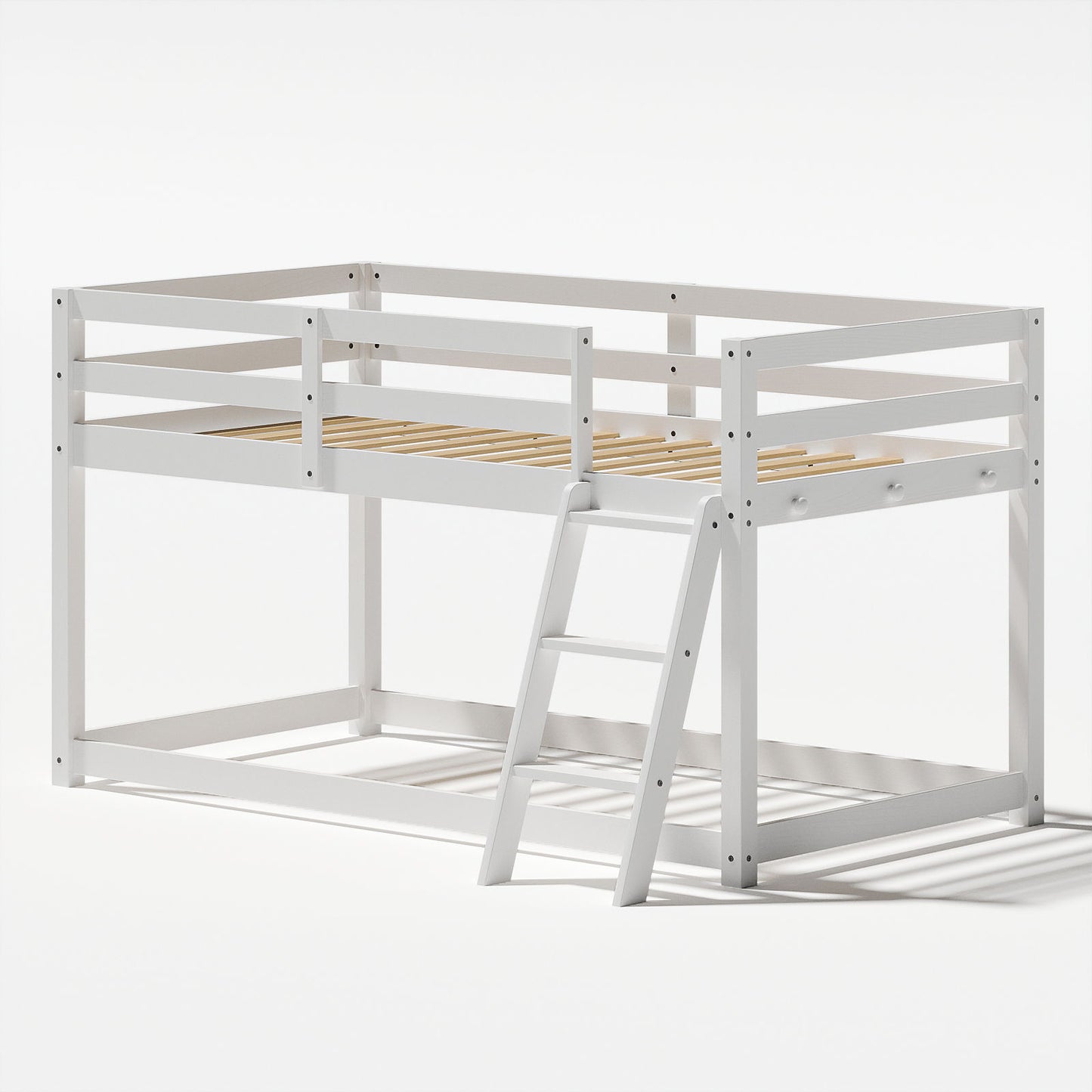 Twin Low Bunk Bed With LED Strip Lighting - White