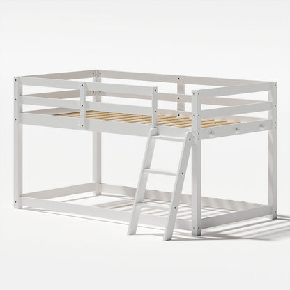 Twin Low Bunk Bed With LED Strip Lighting - White