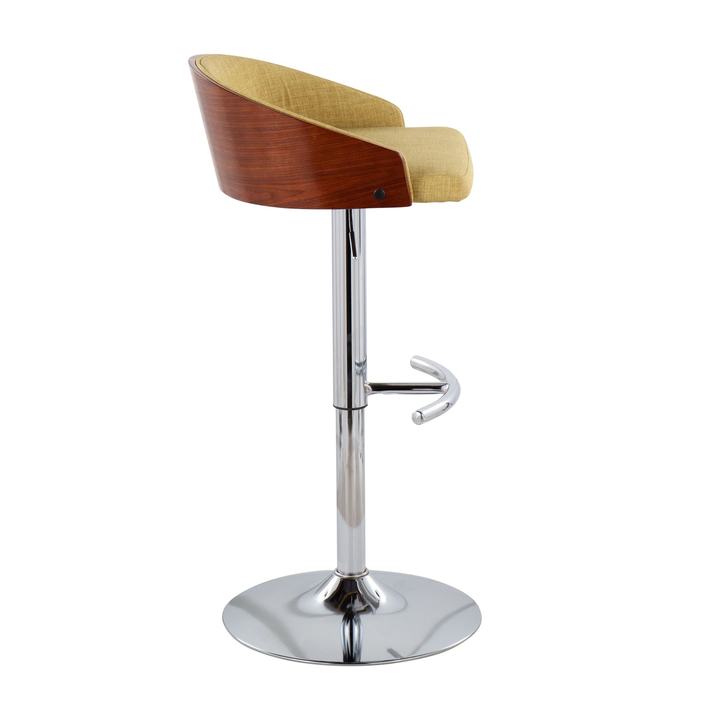 Shiraz - Mid-Century Modern Adjustable Barstool With Swivel (Set of 2) - Walnut / Green