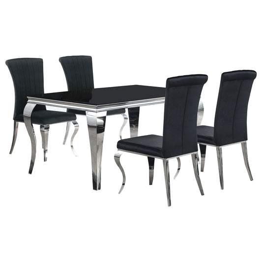 5 Piece Dining Set With Upholstery, Rectangular Table - Black