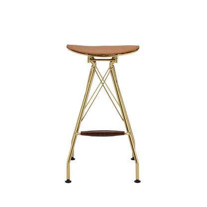 Dragea - Bar Stool (Set of 2) - Whiskey Synthetic Leather & Gold