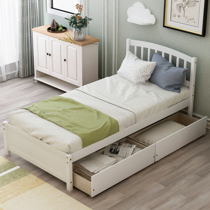 Platform Storage Bed Wood Bed Frame With Two Drawers And Headboard