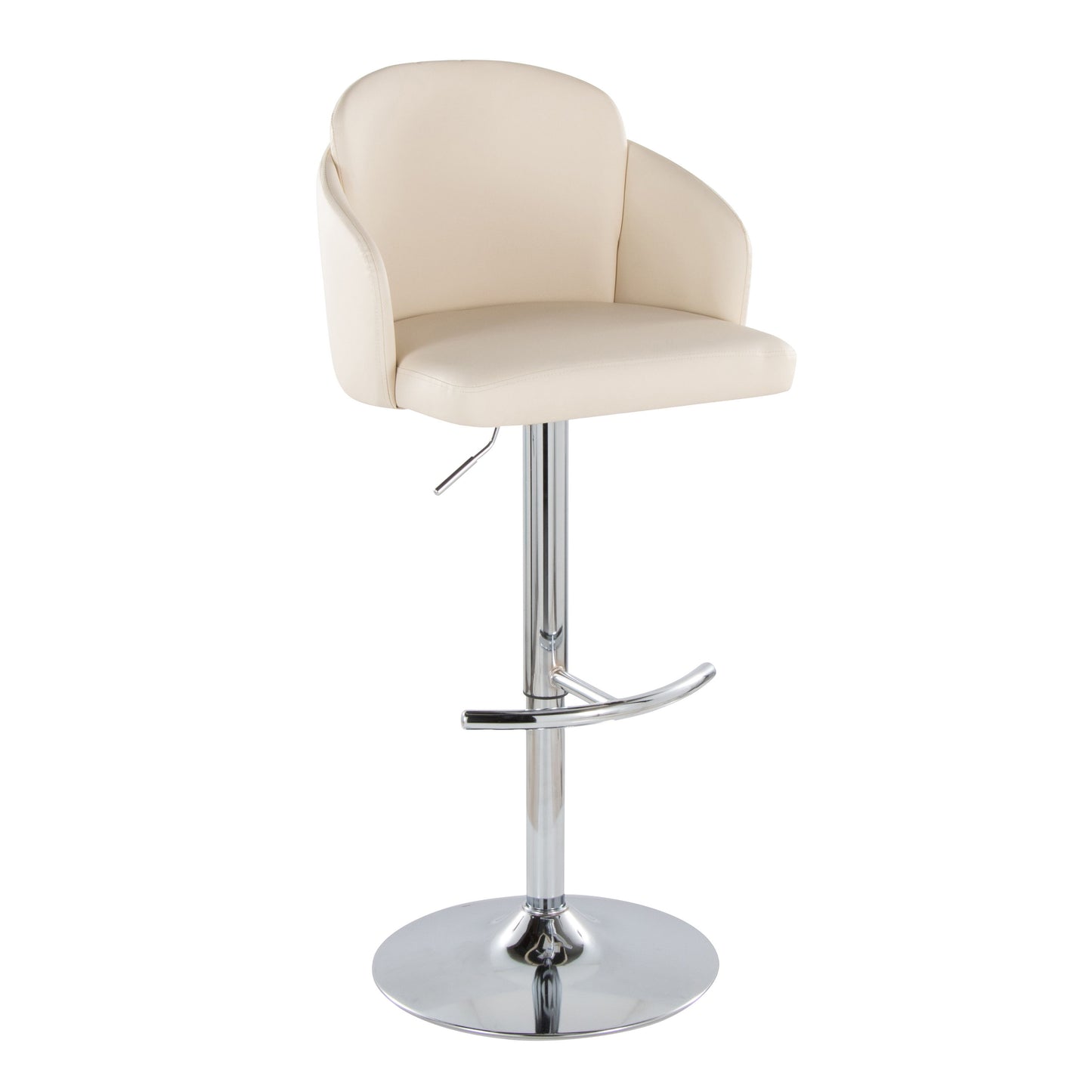 Dahlia - Contemporary Adjustable Barstool With Swivel With Rounded T Footrest (Set of 2)