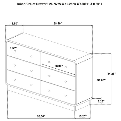 Burton - 6 Drawer Dresser Cabinet - Black