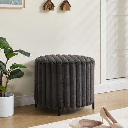 Wide Upholstered Round Pouf Ottoman Foot Rest