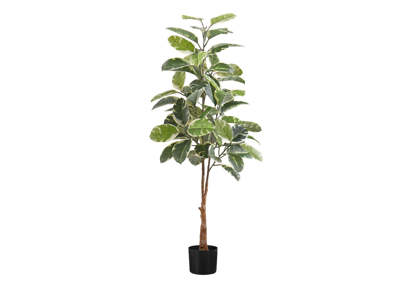 52" Tall, Artificial Plant, Rubber Tree, Indoor, Fake, Floor, Greenery, Potted, Real Touch, Decorative - Green / Black