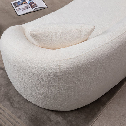 3 Piece Set Curved Sofa, Upholstered 3 Seater With Tight Curved Back For Living Room - White