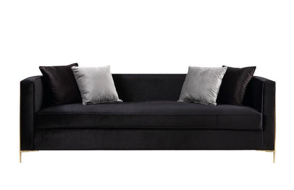 Fergal - Sofa With 4 Pillows - Black Velvet & Gold