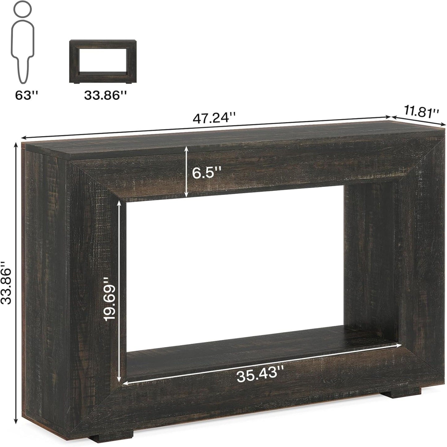 Narrow Entryway Storage Console Table With Open Shelf