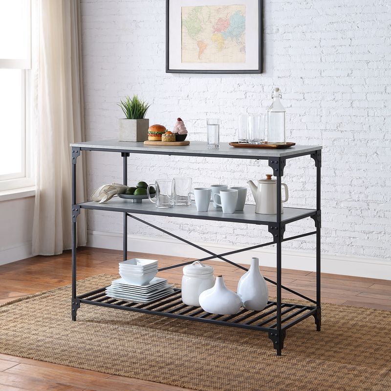 Jakob - Kitchen Cart - Black & Concrete Finish