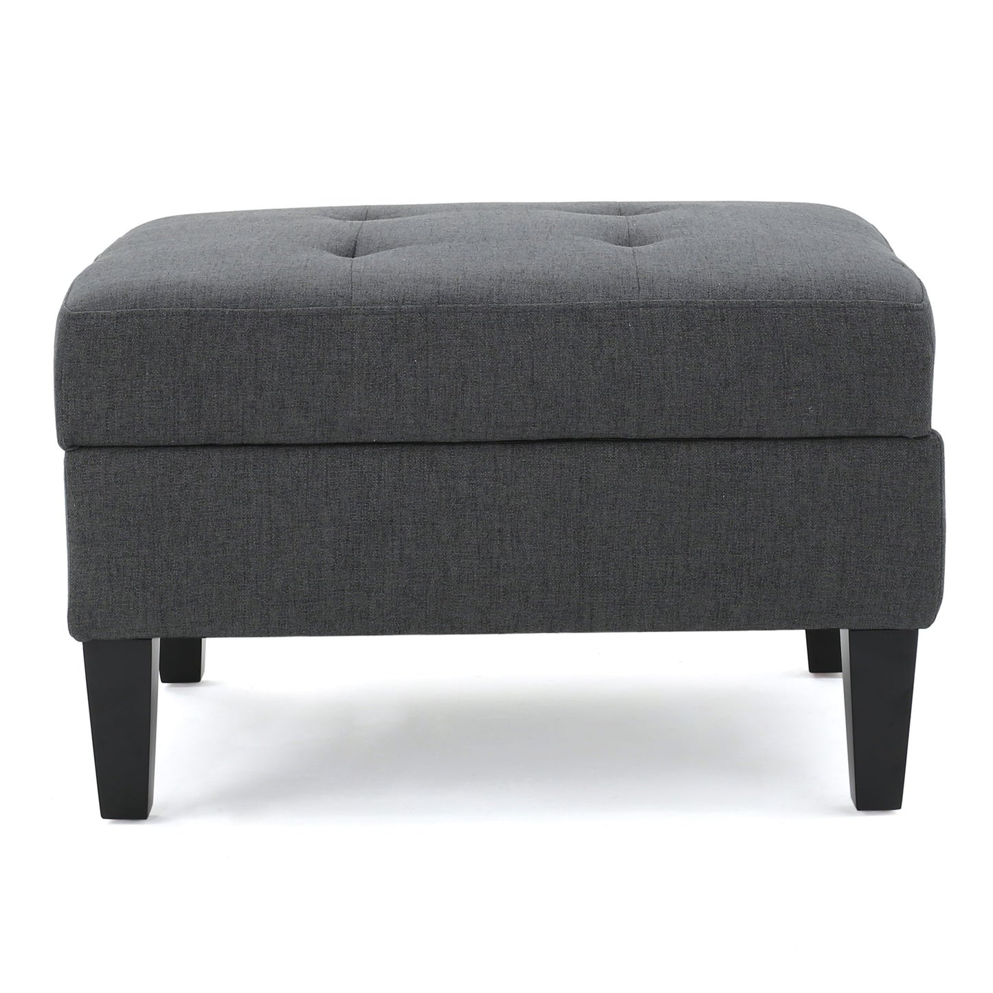 Storage Ottoman With Birch Wood Legs And Cushioned Top For Comfort