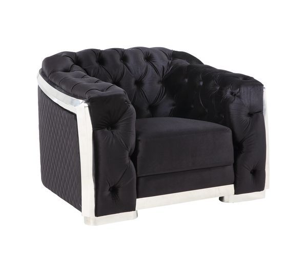 Pyroden - Chair - Black Velvet & Chrome Finish