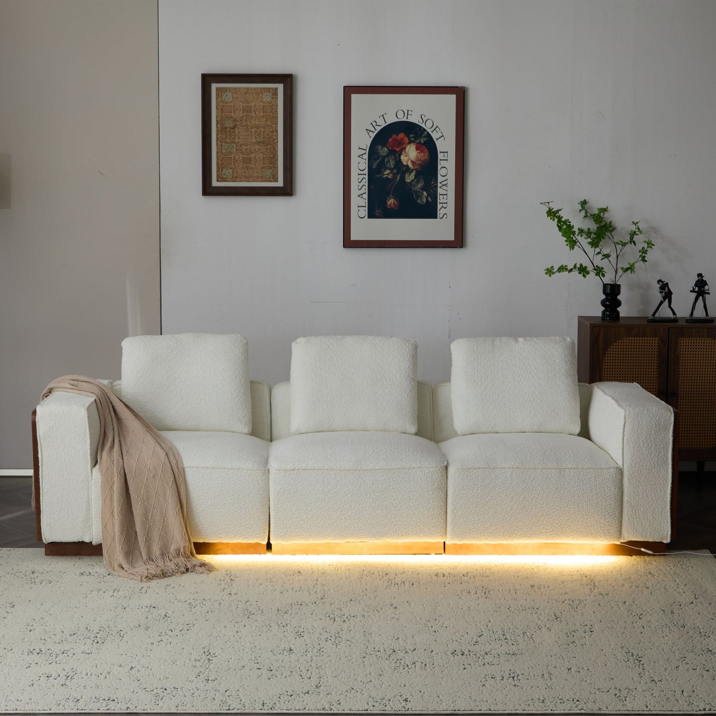 Chita - Sectional Sofa 3 Seater With Light Strip - Beige