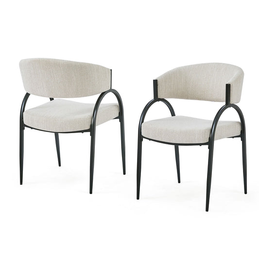 Contemporary Upholstered Dining Chairs With Metal Legs (Set of 2)