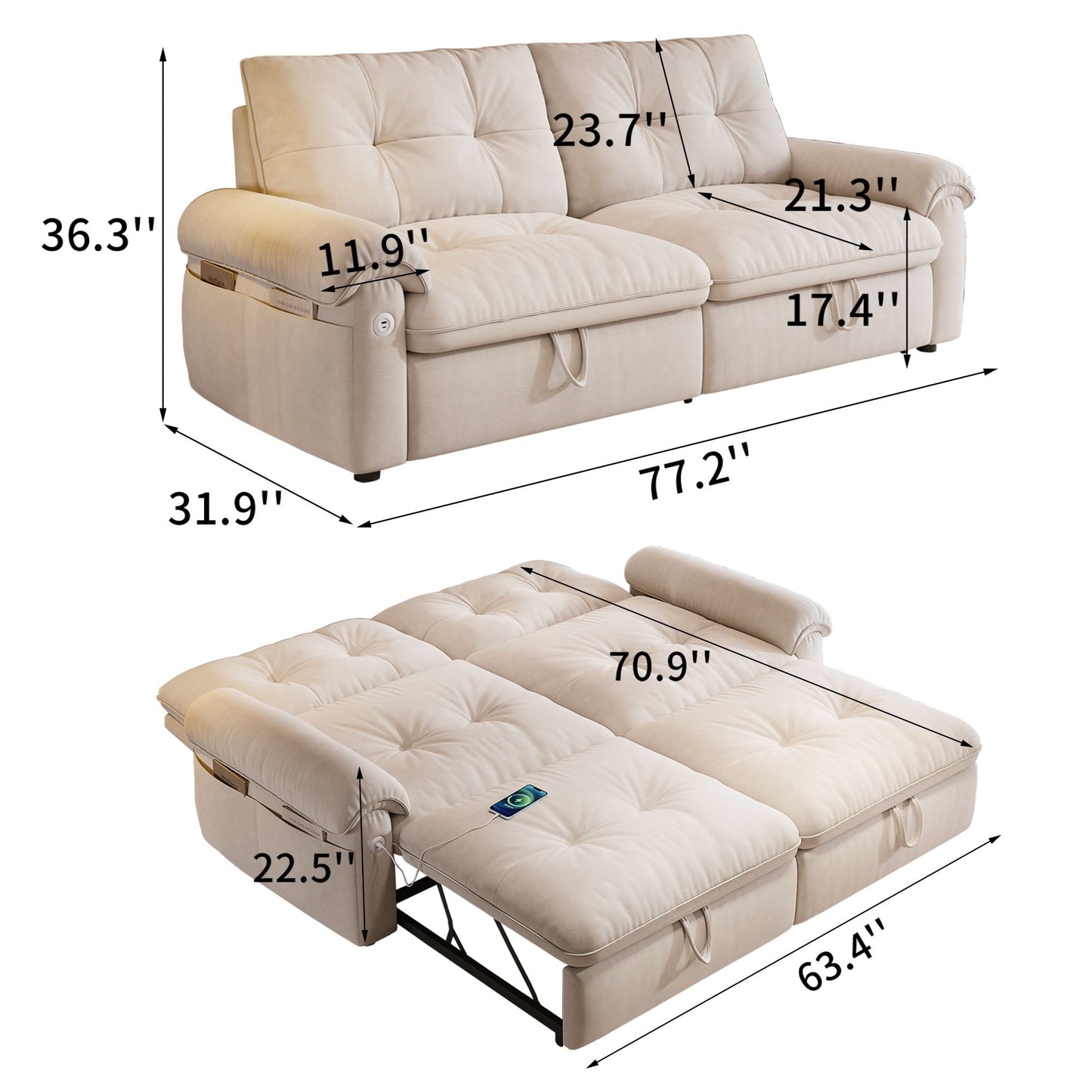 Convertible Cloud Like Sofa Bed