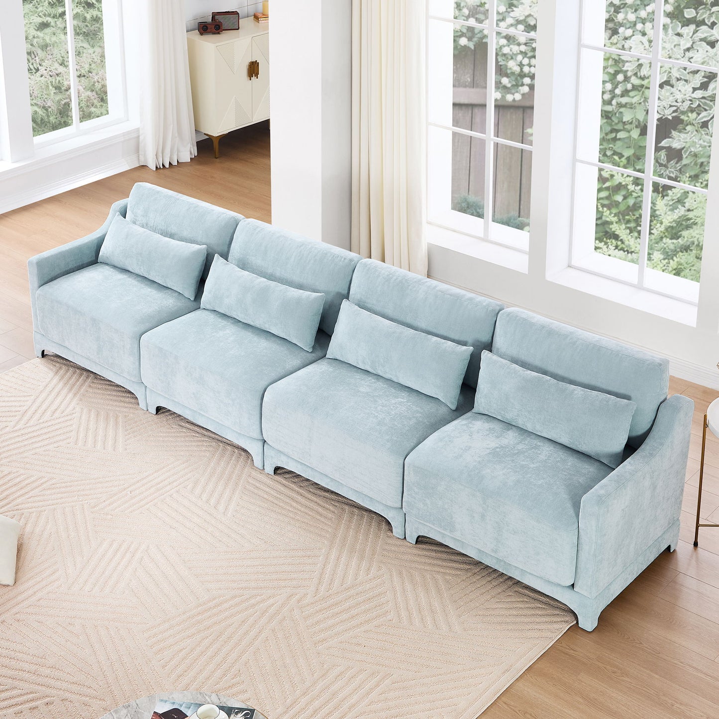 Elegant Sofa With Ergonomic Design And Lumbar Pillows