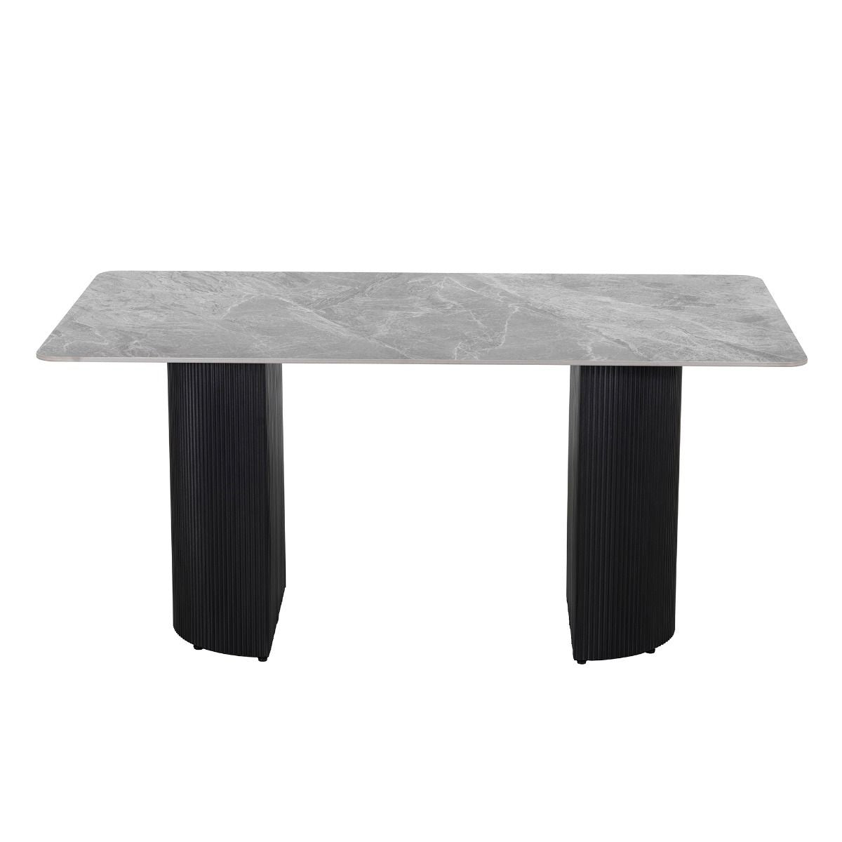 Leander - Dining Table With Ceramic Top - Gray & Black