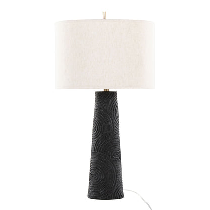 Kona - Contemporary Table Lamp (Set of 2) - Matte Black / Modern Brass / Natural