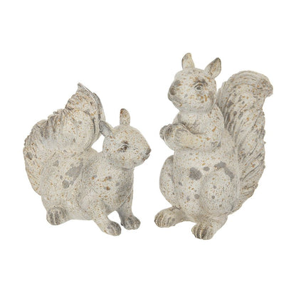 Resin Standing & Lying Down Squirrel Rustic, For Harvest Festival Fall Festival & Thanksgiving Table Decorations (Set of 2) - Antique Cream