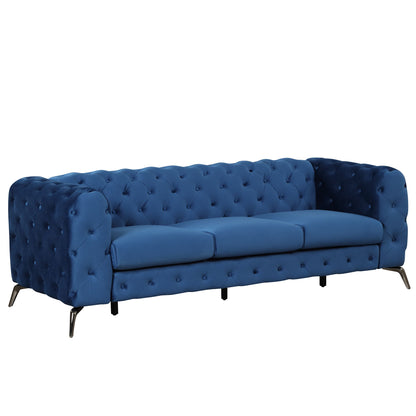 Velvet Upholstered Sofa With Sturdy Metal Legs, Modern Sofa Couch With Button Tufted Back, 3 Seater Sofa Couch For Living Room, Apartment, Home Office