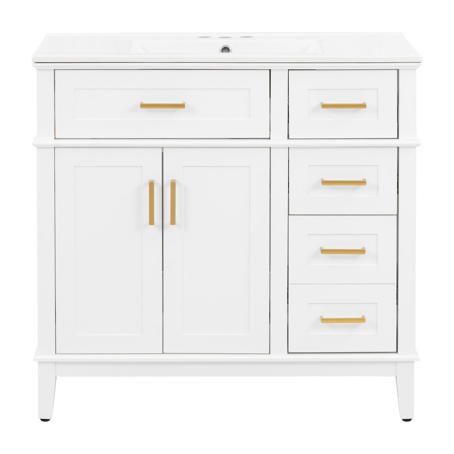 Modern Bathroom Vanity With Sink, Soft Close Doors, 4 Storage Drawers
