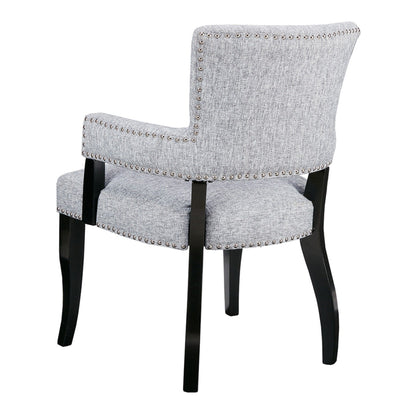 Elegant Arm Dining Chair With Brass Nail Head Detailing