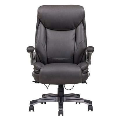 Bonded Leather Upholstered Office Chair With Adjustable Height And Armrest - Gray