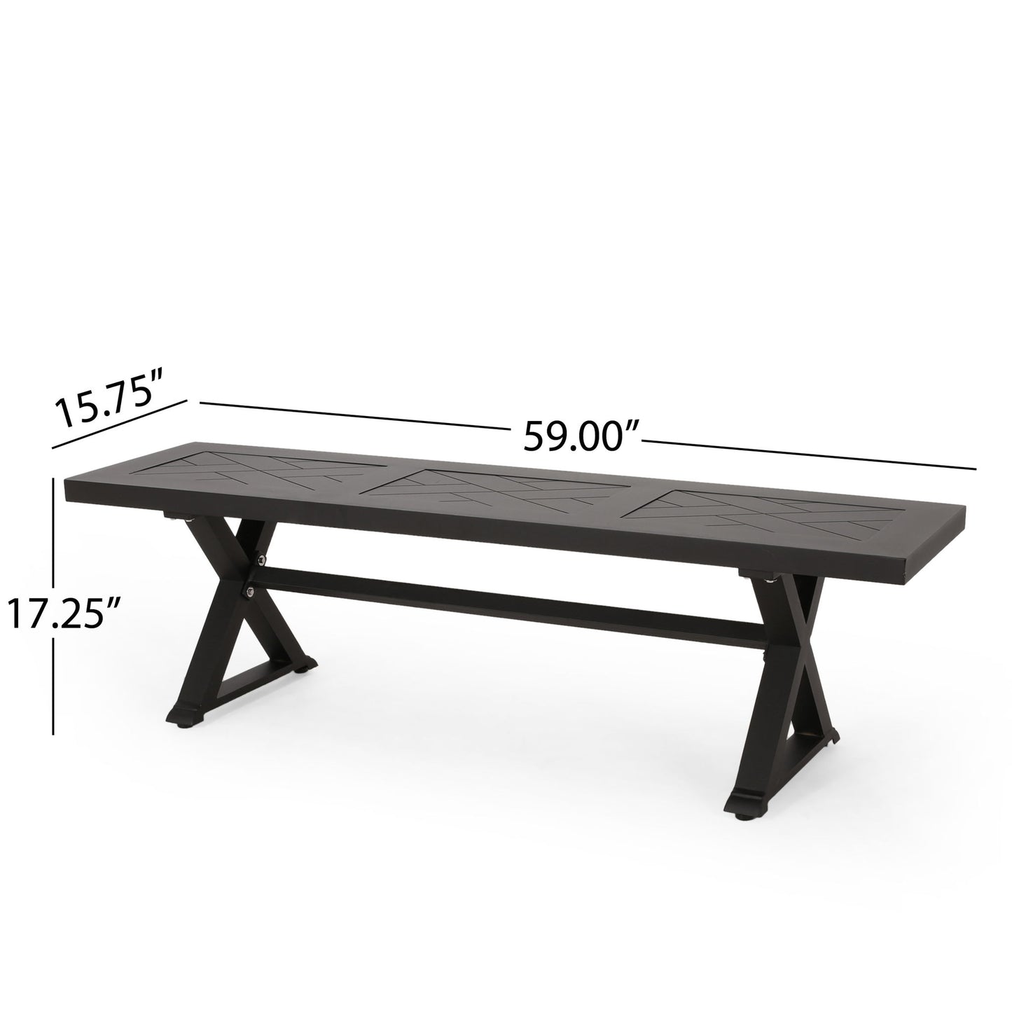 Modern Aluminum Outdoor Dining Bench With X Base