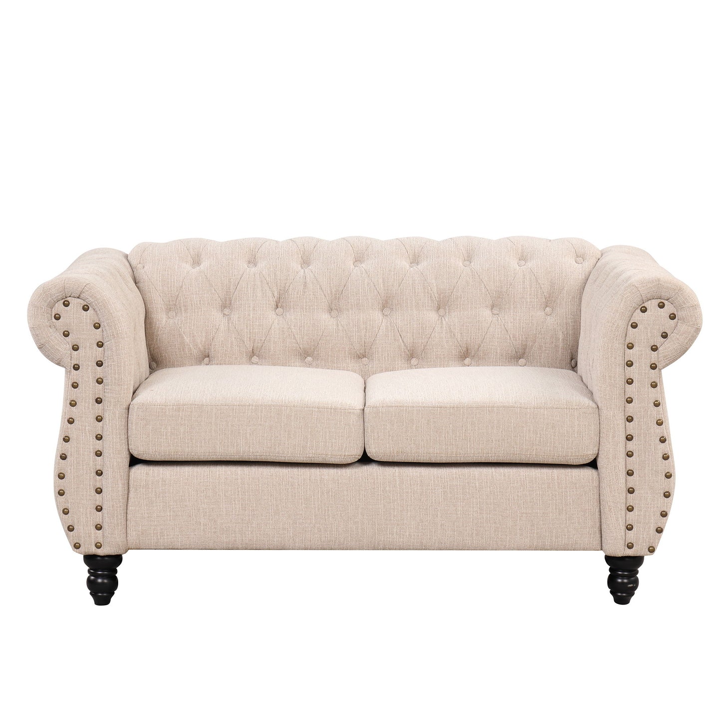 Modern Sofa Dutch Plush, Upholstered Sofa, Solid Wood Legs, Buttoned Tufted Backrest