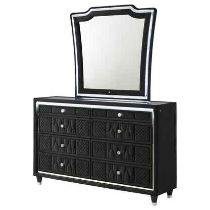 Mika - 8 Drawer LED Dresser With Mirror - Black