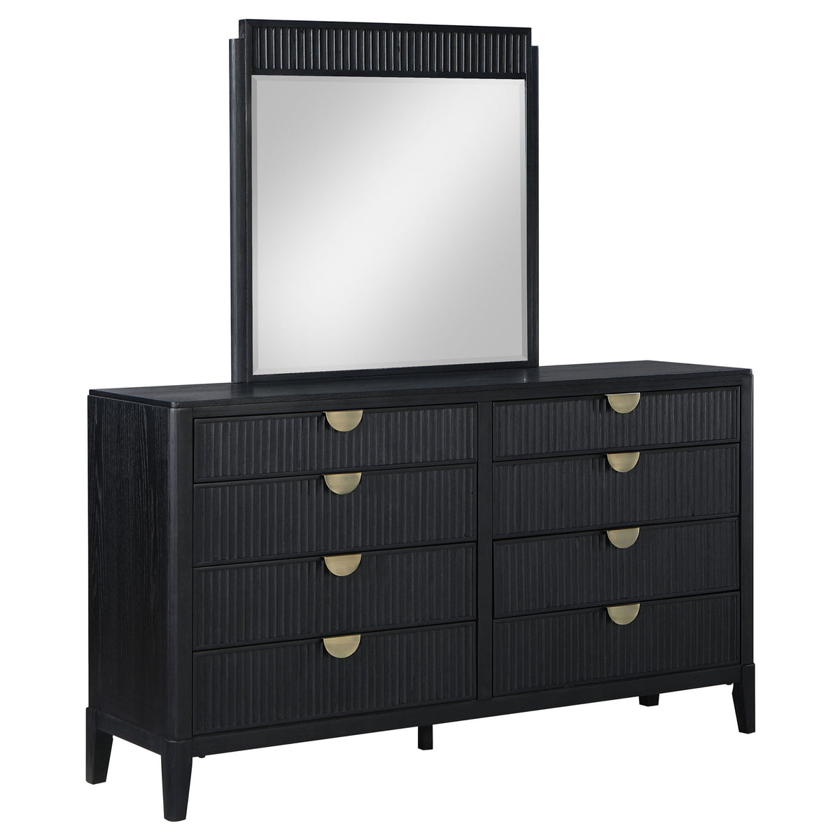 Ennis - 8 Drawer Dresser With Mirror - Black