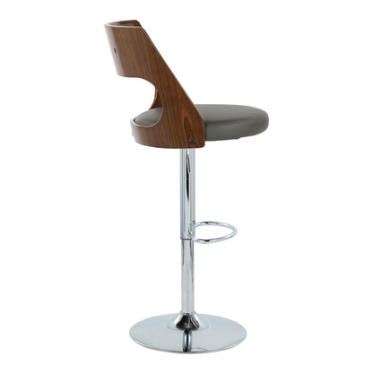 Cecina - Mid-Century Modern Adjustable Height Barstool Wth Swivel And Oval Footrest (Set of 2)