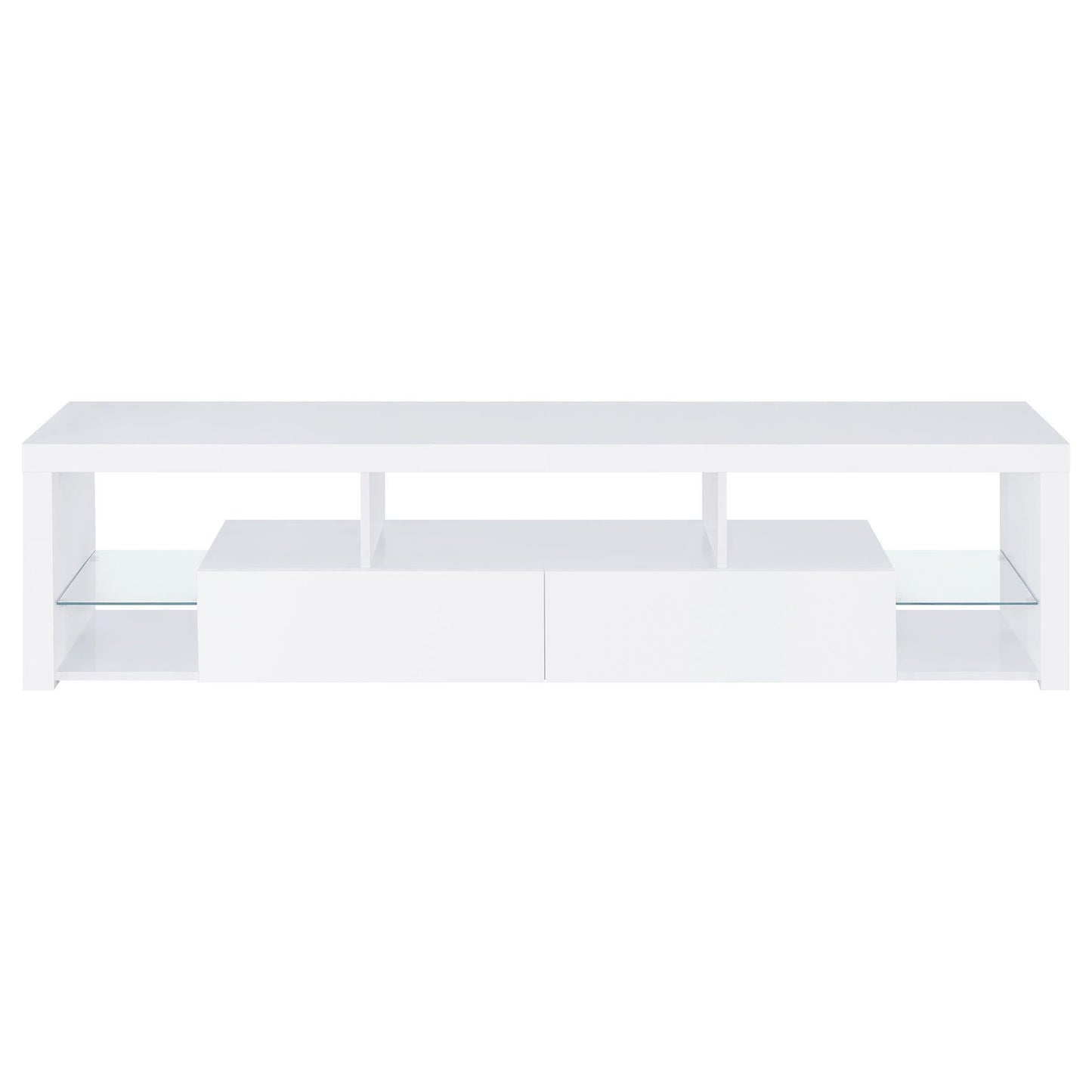 Lance - 2 Drawer TV Stand With Shelves - Gloss White