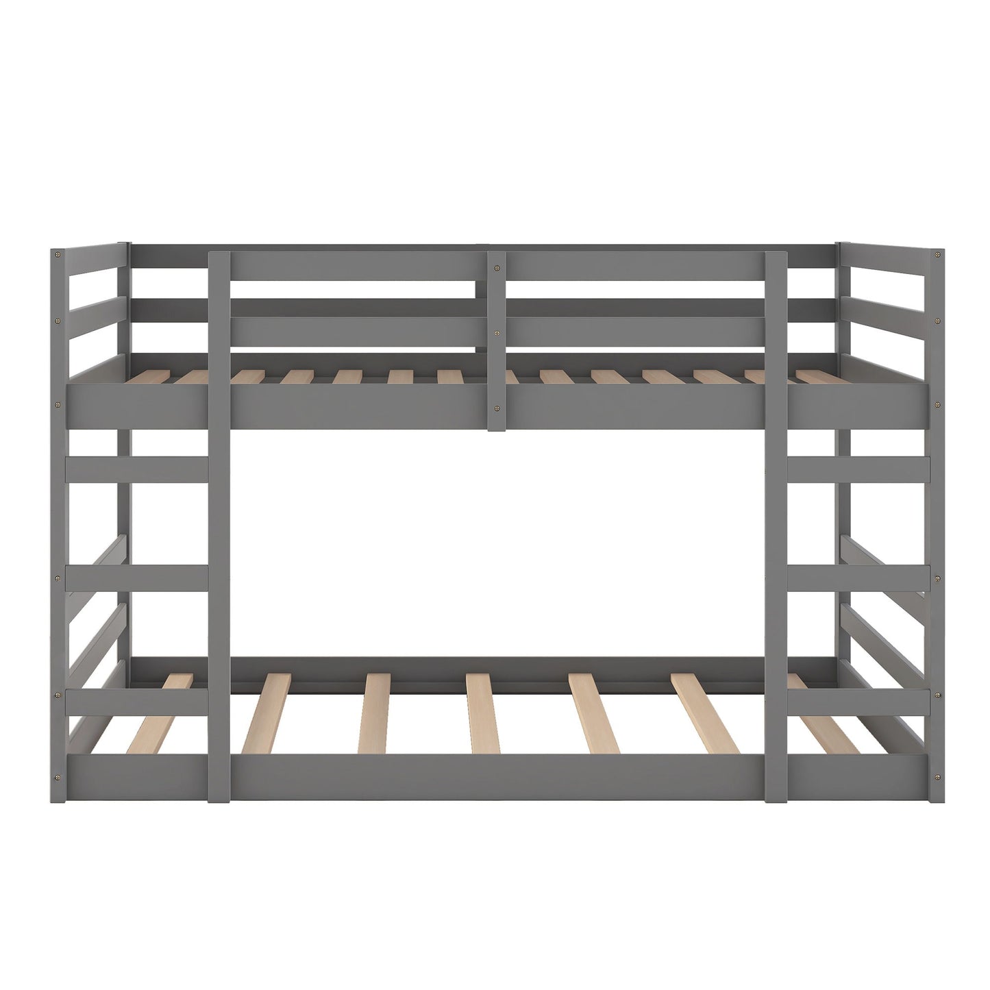 77.4" Full Over Full Bunk Bed With Ladder - Gray