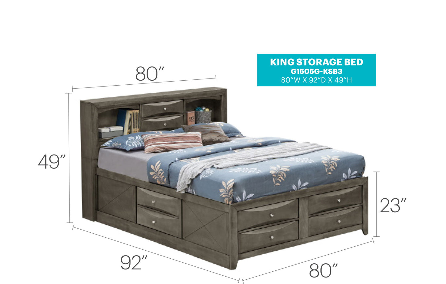 Marilla - Storage Bed With Bookcase Headboard