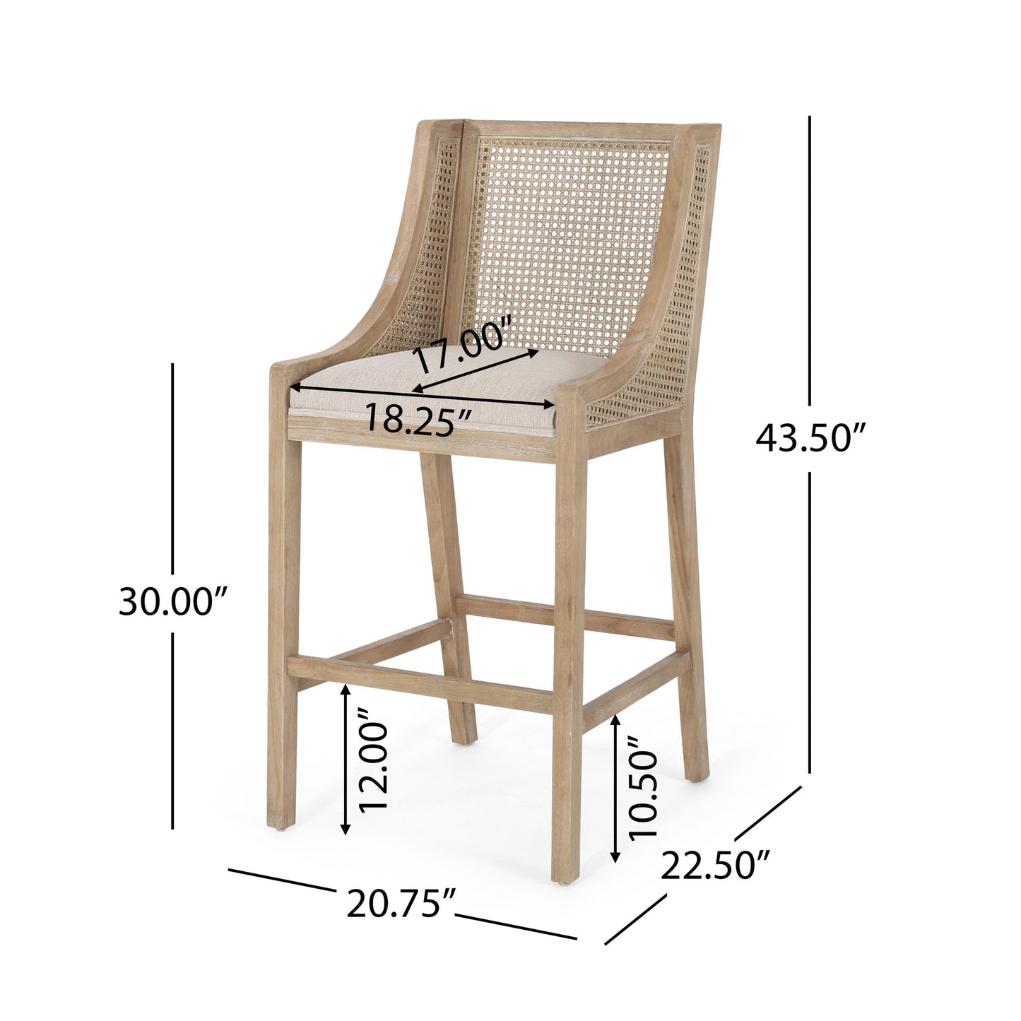 Celestiality - Upholstered Barstool With Cane Webbing Backrest (Set of 2)