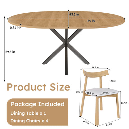 Modern Extendable Round Dining Table Set, Table With Chairs