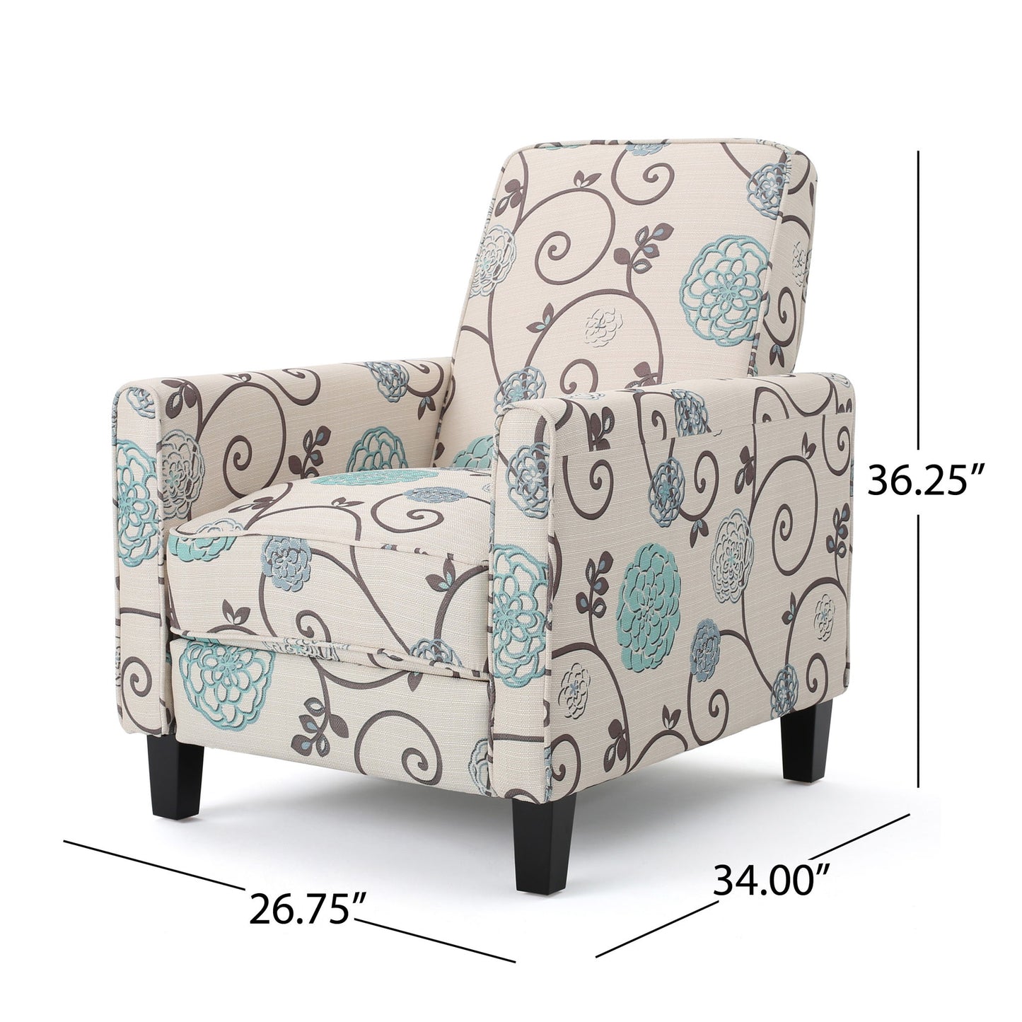 Floral Print Push Back Chair For Elegant Home Decor - White / Blue