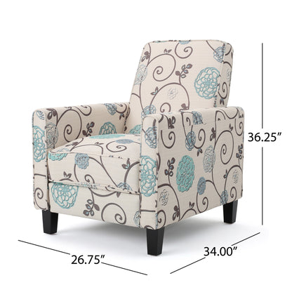 Floral Print Push Back Chair For Elegant Home Decor - White / Blue