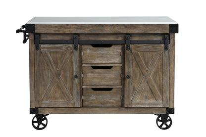Alforvott - Kitchen Island - Marble Top & Weathered Gray