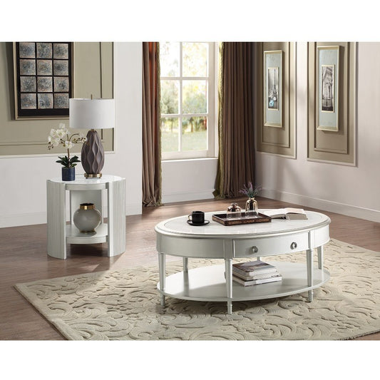 Kasa End Table - Sintered Stone Top & Champagne Finish