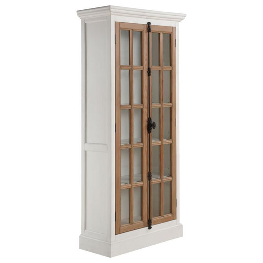 Tammi - 2 Door Wood Tall Cabinet Distressed White And Brown - Distressed White And Brown