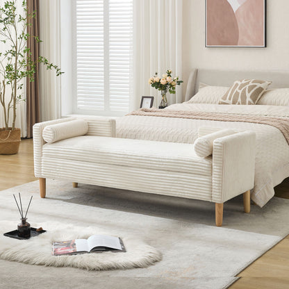 Upholstered Corduroy Flip Top Storage Bench For Living Room