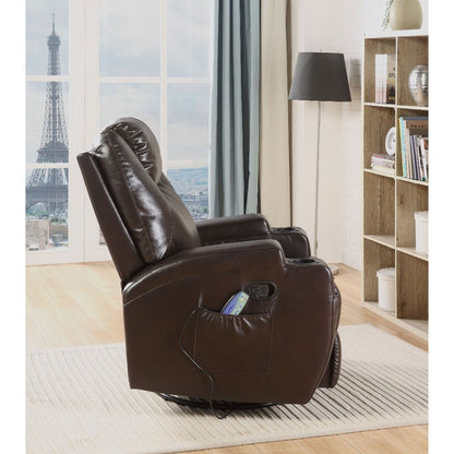 KD Back, Features: Rocker, 360 Swivel Degrees, Power Massage & Cup-Holder • Motion Reclining Function (External Latch Handle).