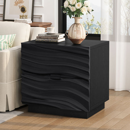 Nightstand With 2 Drawers, No Handles