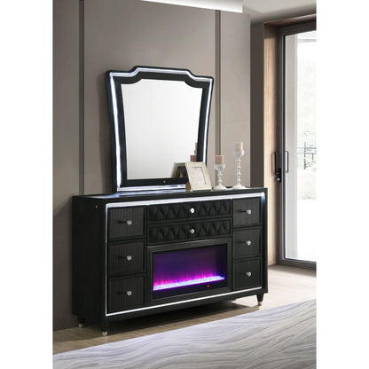 Mika - 8 Drawer LED Dresser And Mirror Set - Black