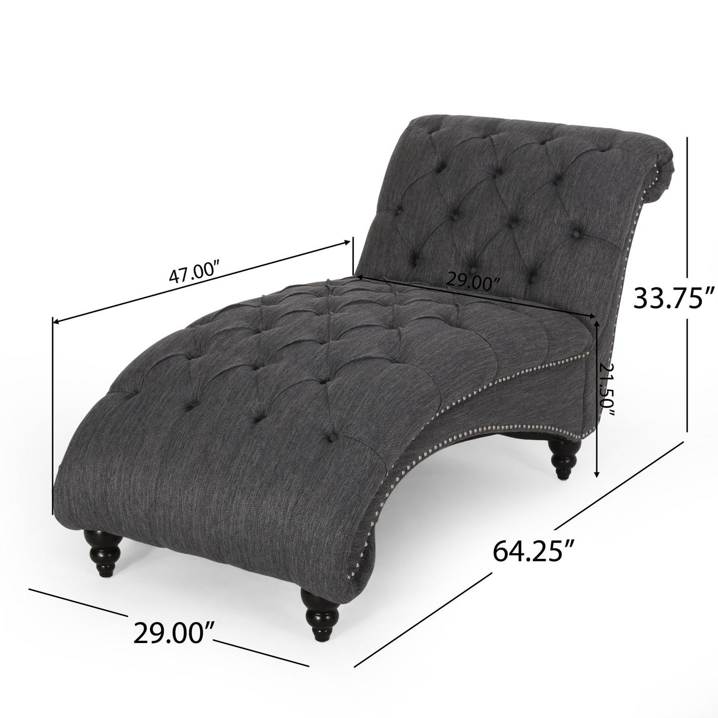 Chaise Lounge With Button Tufted Diamon Stitch