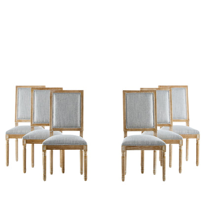 French Country Style Dining Chair With Upholstered Seating And Fluted Legs