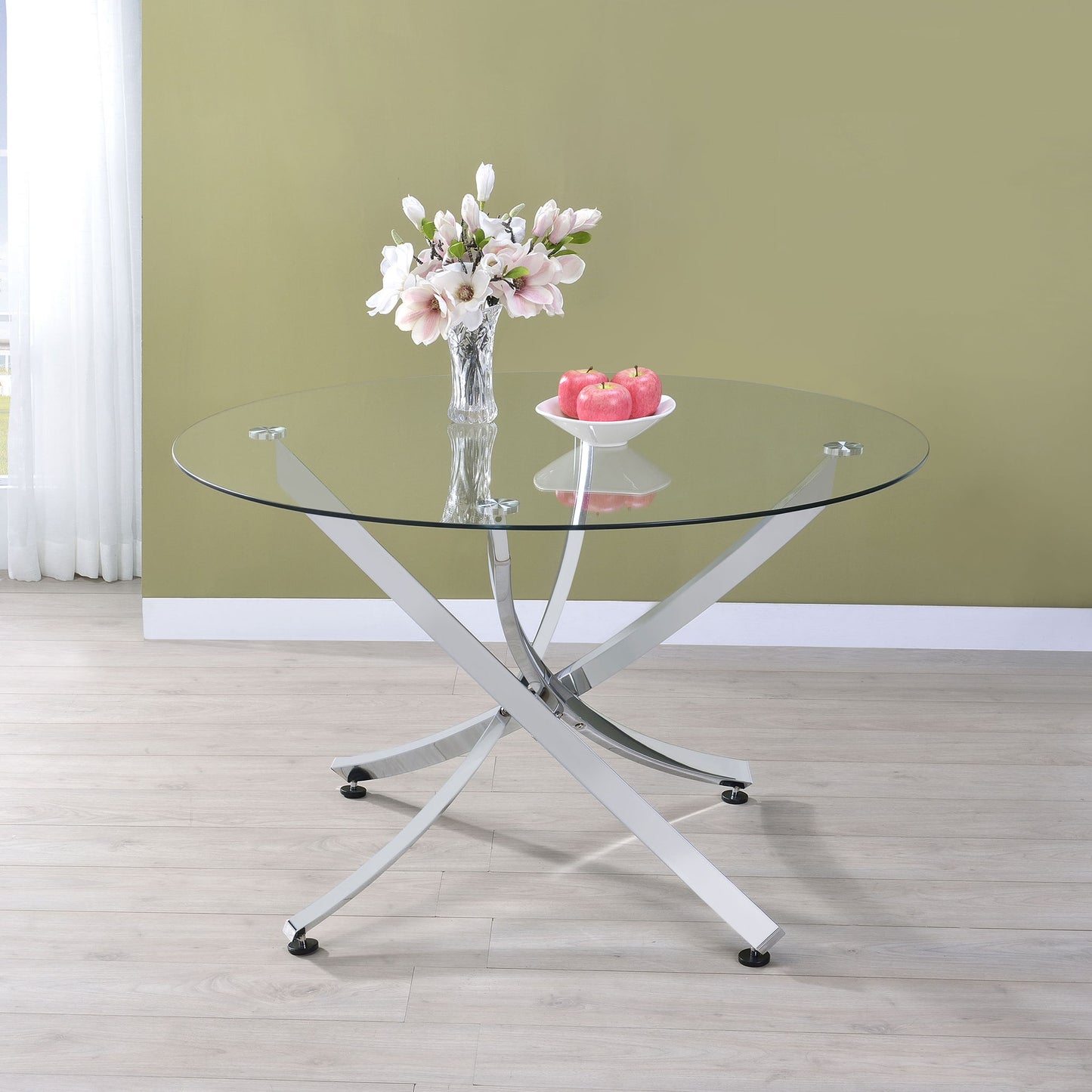 Declan - Round Top Dining Table - Chrome